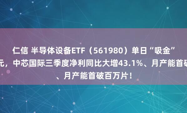 仁信 半导体设备ETF（561980）单日“吸金”1200万元，中芯国际三季度净利同比大增43.1%、月产能首破百万片！